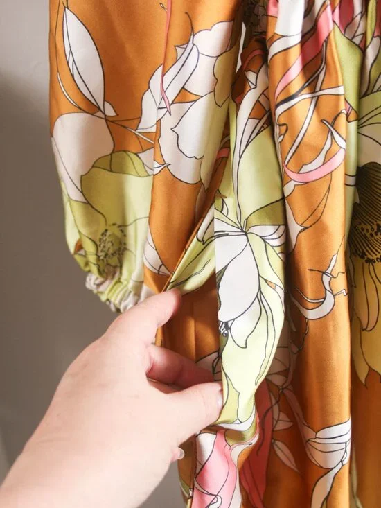 Ryegrass NWT XXL Tan Floral Smocked Waist Boho Mini Dress Long Sleeve - Picture 4 of 9